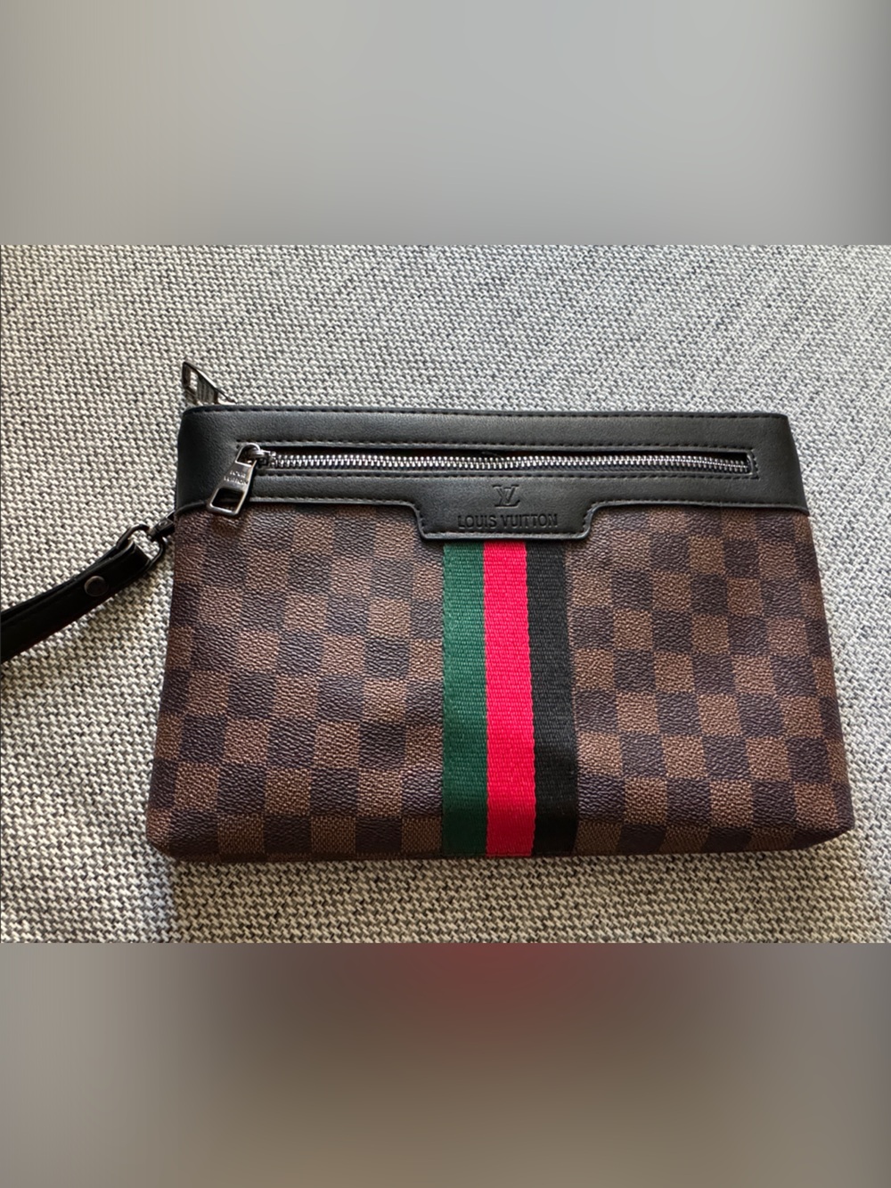 LV Brown Checkered Wristlet
